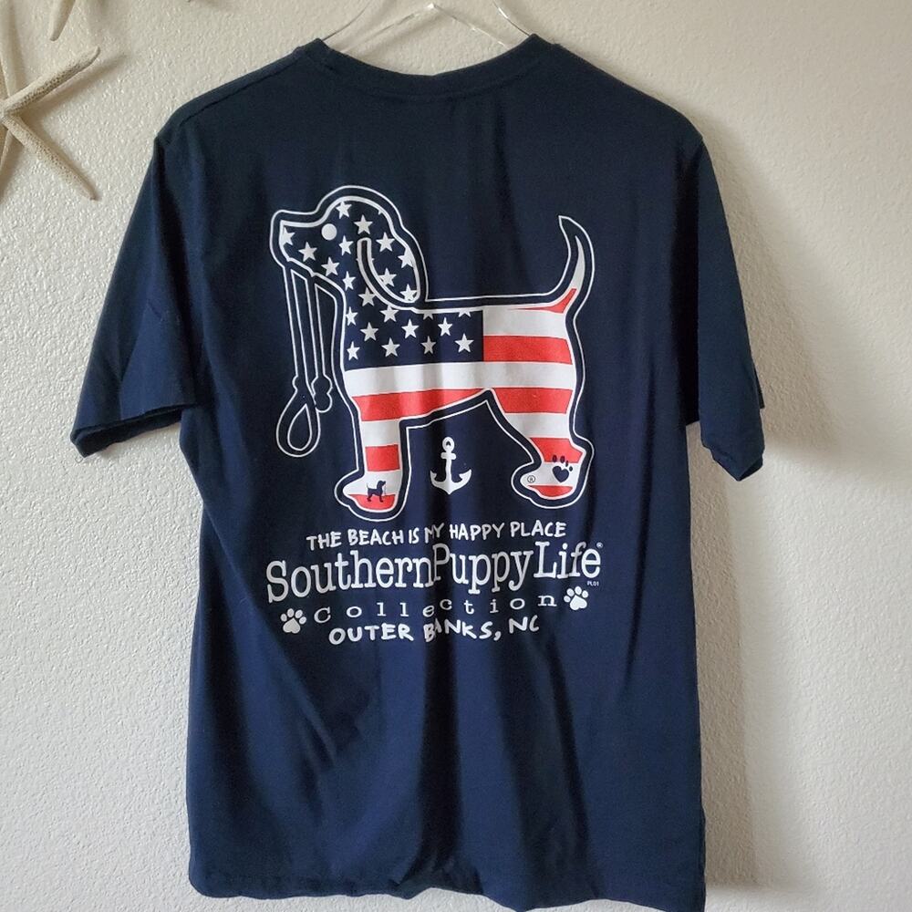 Southern Spirit Shirt Graphic Casual Everyday Size Large Blue Mens